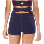 Crossed Straps Bandage High Waist Women's Sport Shorts - Blue Force Sports