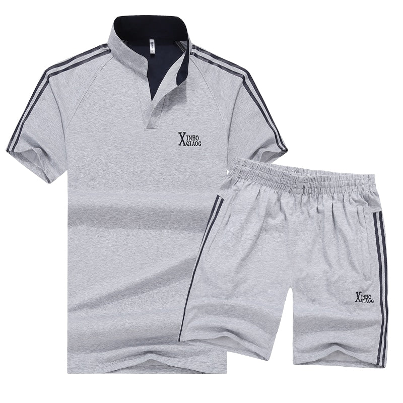Men's Breathable Plus Size Sportswear Set - Blue Force Sports