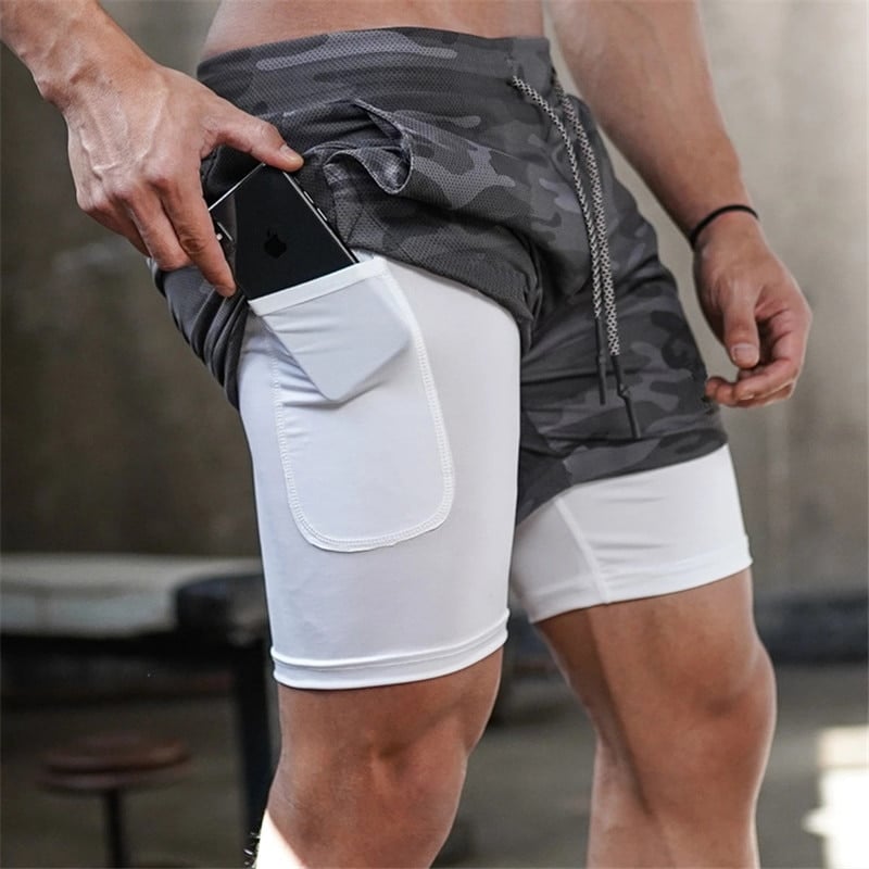 Men's Camouflage Printed Running Shorts - Blue Force Sports