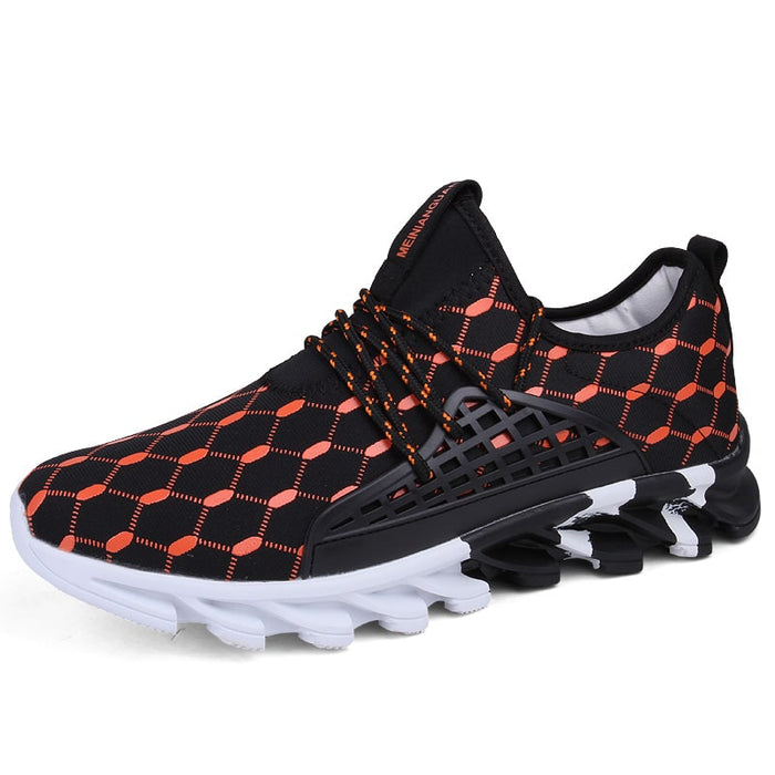 Patterned Men's Lace-up Running Shoes - Blue Force Sports