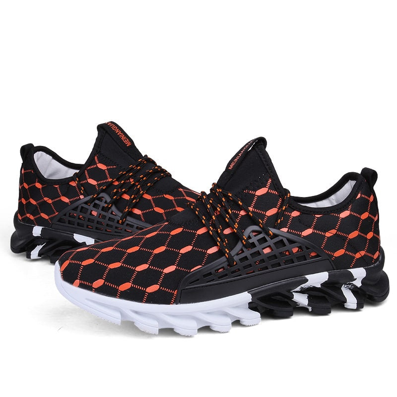 Patterned Men's Lace-up Running Shoes - Blue Force Sports