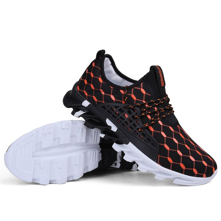 Patterned Men's Lace-up Running Shoes - Blue Force Sports