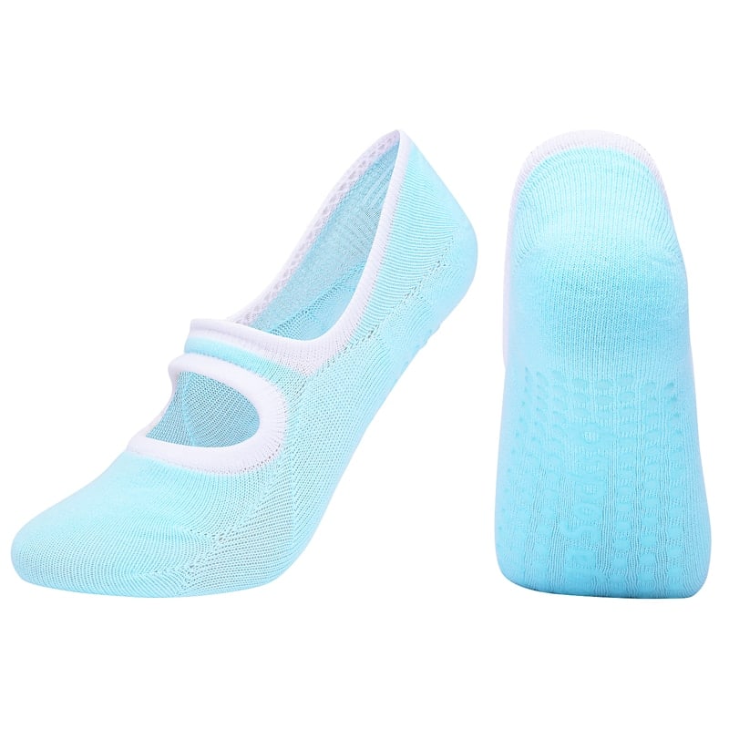 Women's Comtrast Trim Yoga and Dance Socks - Blue Force Sports