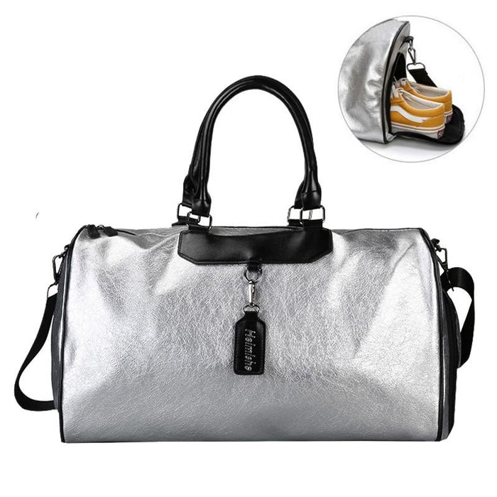 Silver Eco-Leather Gym Bag - Blue Force Sports