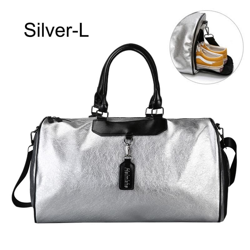 Silver Eco-Leather Gym Bag - Blue Force Sports