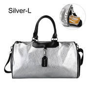 Silver Eco-Leather Gym Bag - Blue Force Sports