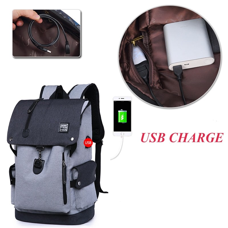 Stylish Multi-Space Men's Travel Laptop Backpack with USB - Blue Force Sports