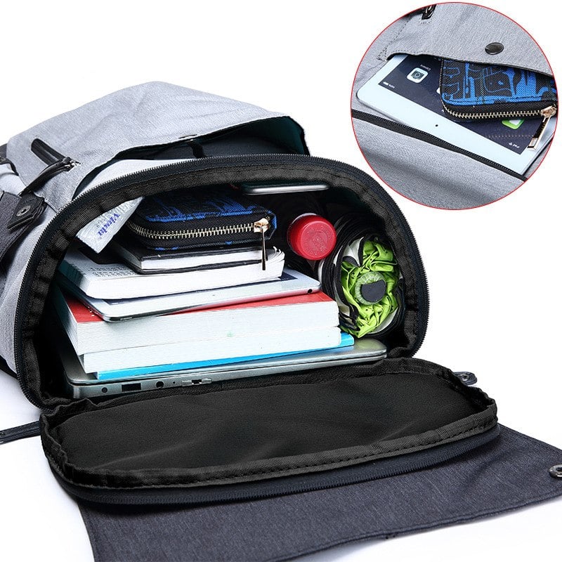 Stylish Multi-Space Men's Travel Laptop Backpack with USB - Blue Force Sports