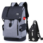 Stylish Multi-Space Men's Travel Laptop Backpack with USB - Blue Force Sports