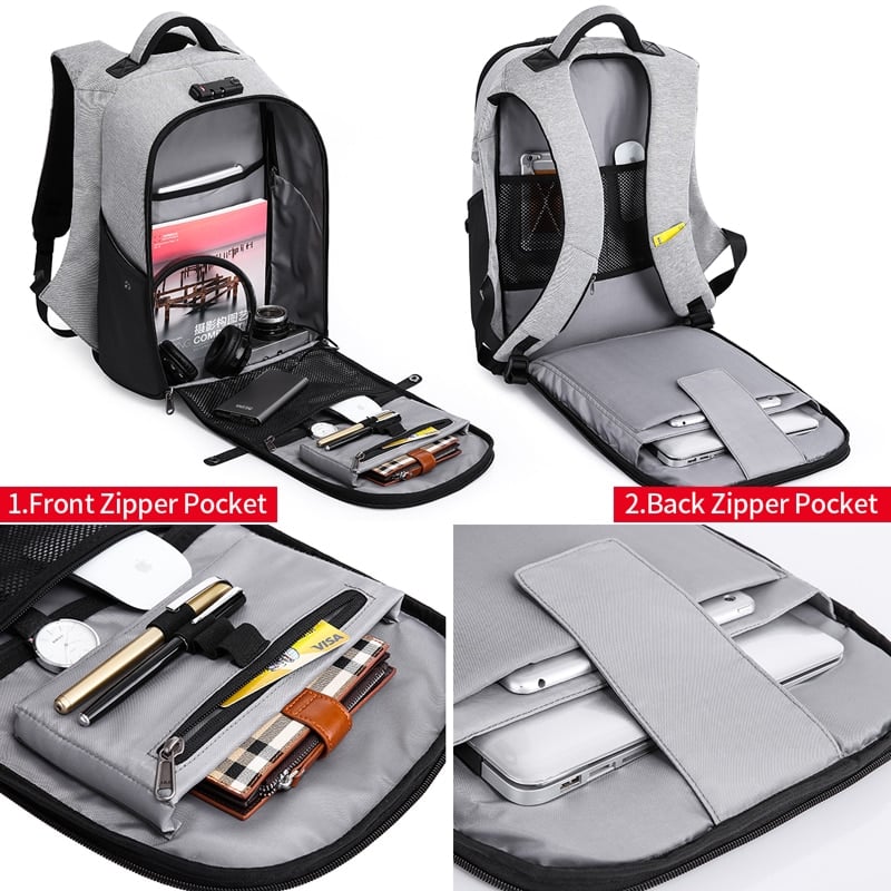 Fashion Large Capacity Men's Travel Laptop Backpack with USB - Blue Force Sports