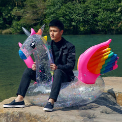 Inflatable Glitter Transparent Unicorn Shaped Water Fun Toy