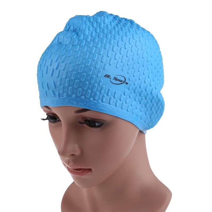 Unisex Ribbed Silicone Swimming Cap - Blue Force Sports