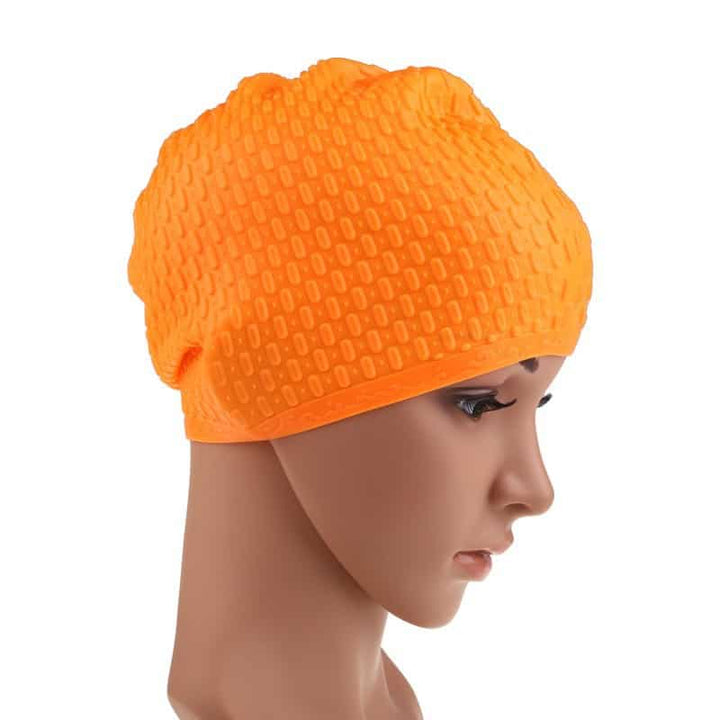 Unisex Ribbed Silicone Swimming Cap - Blue Force Sports