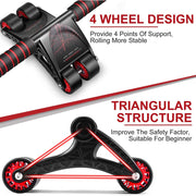 4 Wheels Ab Roller for Core Workout - Blue Force Sports