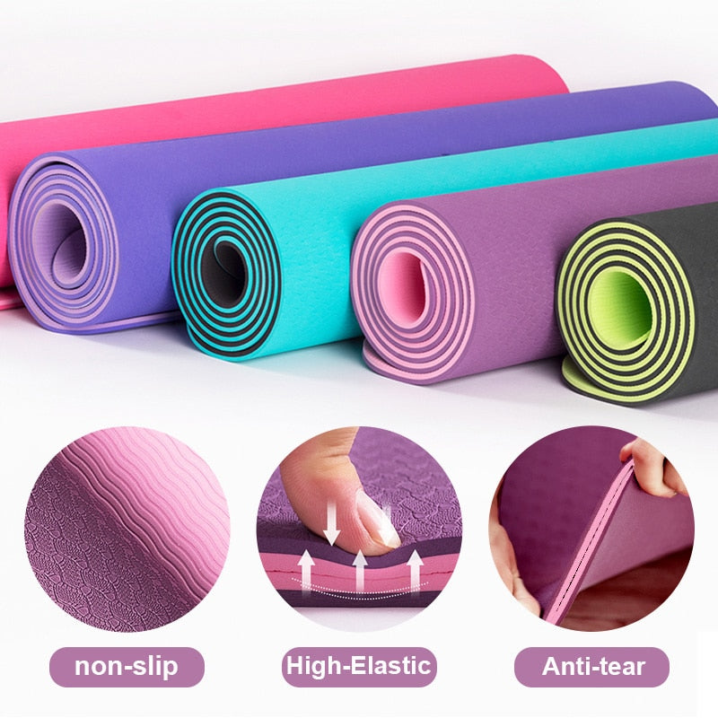 6 mm Two Tone Fitness Mat - Blue Force Sports