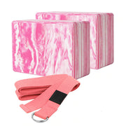 Anti Slip Patterned Yoga Block with Strap - Blue Force Sports