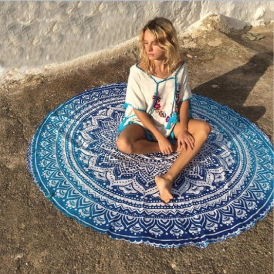 Round Printing Yoga Blanket - Blue Force Sports