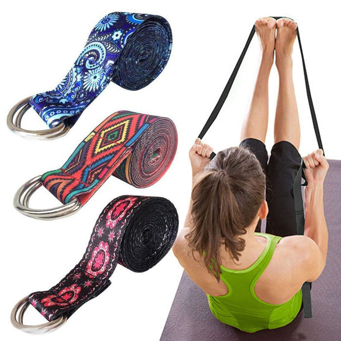 Printed Yoga Stretch Strap - Blue Force Sports
