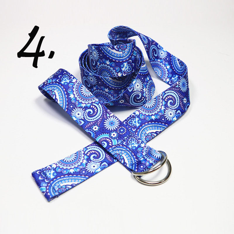Printed Yoga Stretch Strap - Blue Force Sports