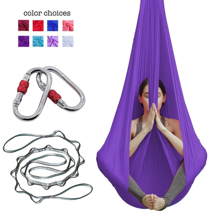 Solid Color Yoga Flying Hammock - Blue Force Sports