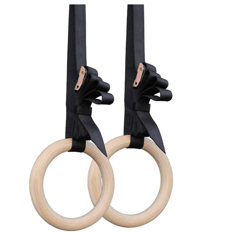 Wooden Gymnastic Rings with Adjustable Straps - Blue Force Sports