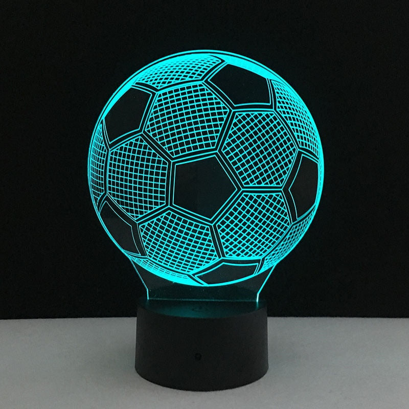 3D Football Ball Shaped Night Lamp - Blue Force Sports