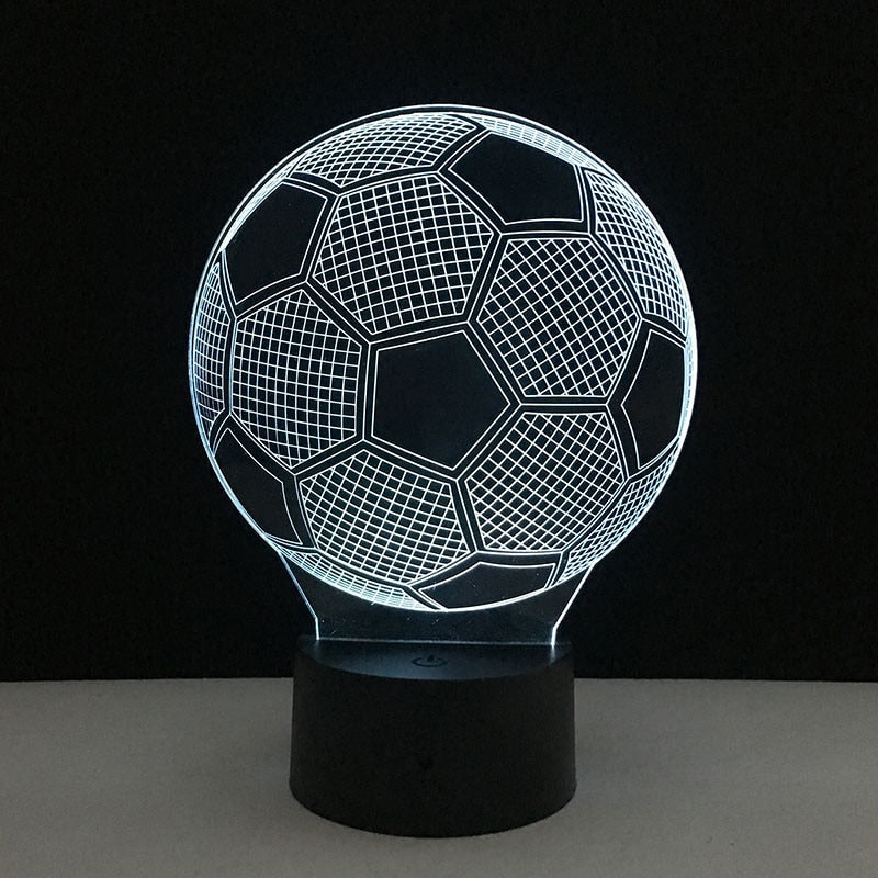3D Football Ball Shaped Night Lamp - Blue Force Sports