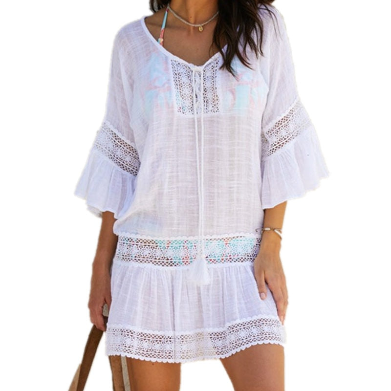 Women's Boho Style Lace Beach Cover Up - Blue Force Sports