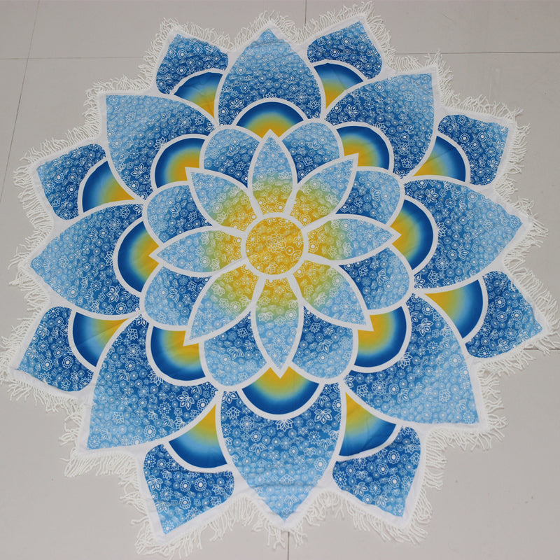 Lotus-Shaped Mandala Beach Towel - Blue Force Sports