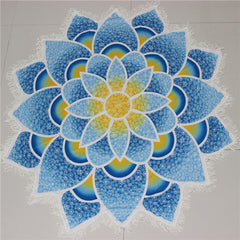 Lotus-Shaped Mandala Beach Towel - Blue Force Sports