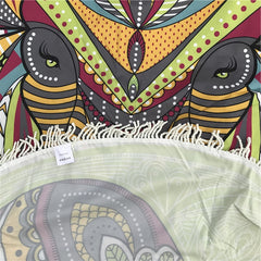 Beach Blanket with Ethnically Stylized Elephant Print