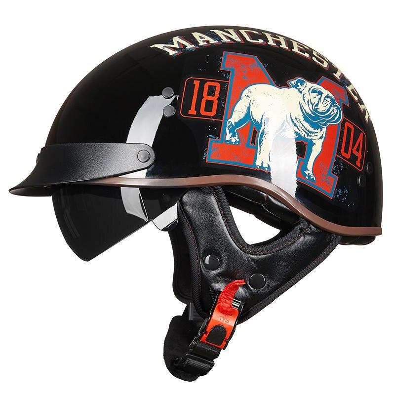Retro Vintage Moto Helmet - Blue Force Sports