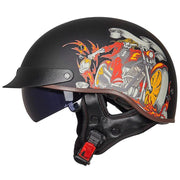 Retro Vintage Moto Helmet - Blue Force Sports