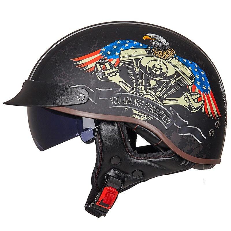 Retro Vintage Moto Helmet - Blue Force Sports