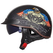 Retro Vintage Moto Helmet - Blue Force Sports