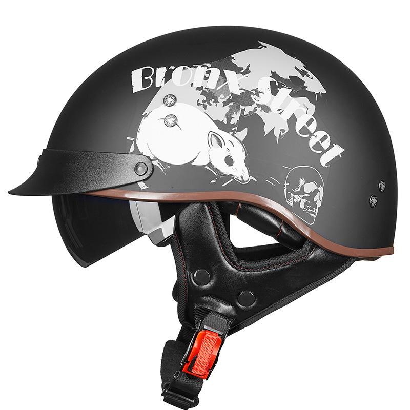 Retro Vintage Moto Helmet - Blue Force Sports