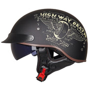 Retro Vintage Moto Helmet - Blue Force Sports