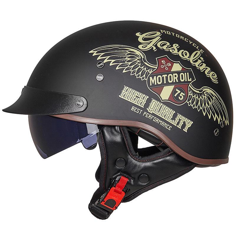 Retro Vintage Moto Helmet - Blue Force Sports