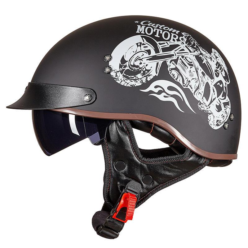 Retro Vintage Moto Helmet - Blue Force Sports
