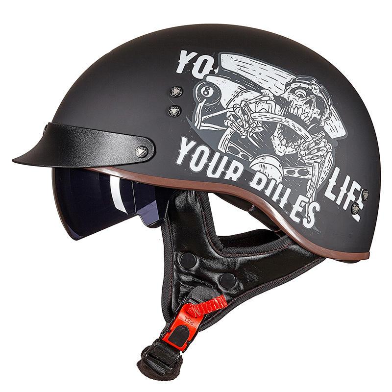 Retro Vintage Moto Helmet - Blue Force Sports