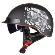 Retro Vintage Moto Helmet - Blue Force Sports