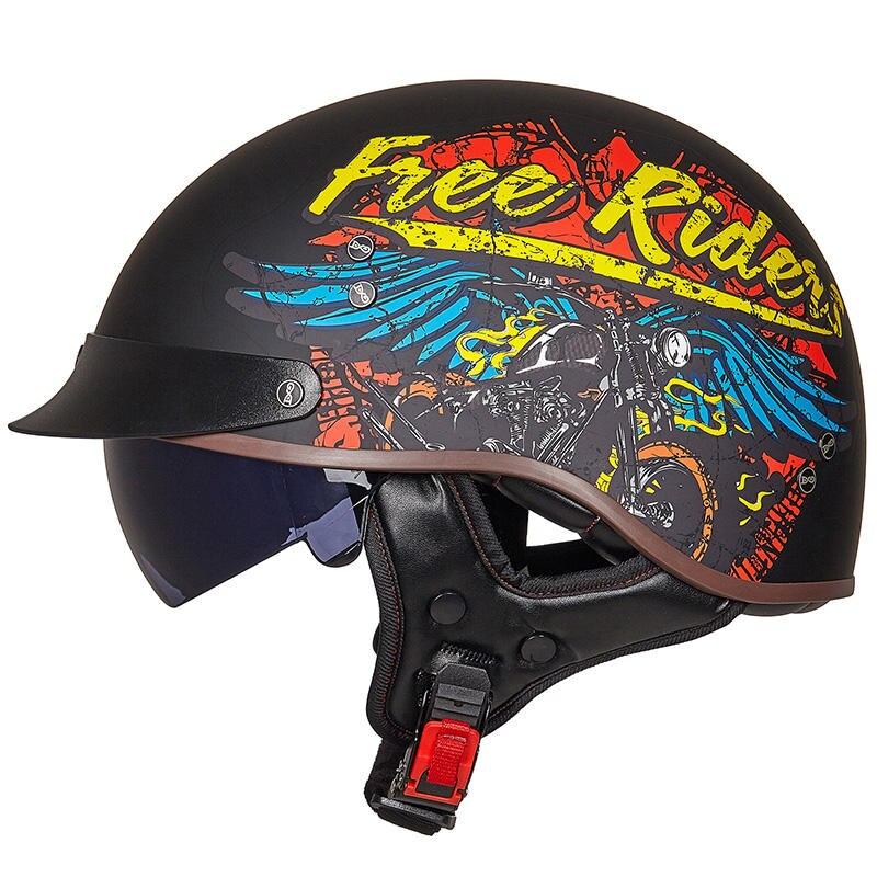Retro Vintage Moto Helmet - Blue Force Sports