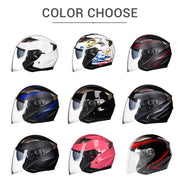 Moto Half Face Double Lens Helmet - Blue Force Sports