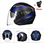 Moto Half Face Double Lens Helmet - Blue Force Sports