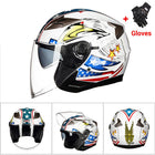 Moto Half Face Double Lens Helmet - Blue Force Sports