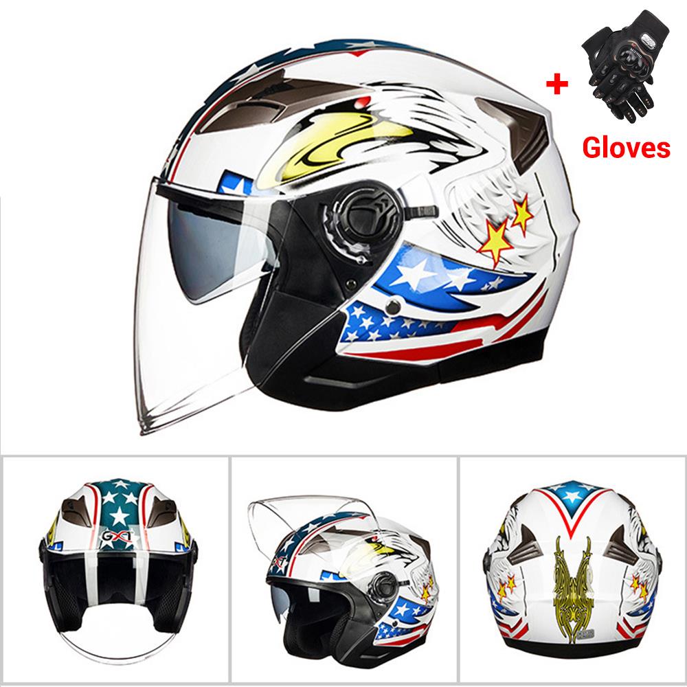 Moto Half Face Double Lens Helmet - Blue Force Sports