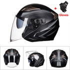 Moto Half Face Double Lens Helmet - Blue Force Sports