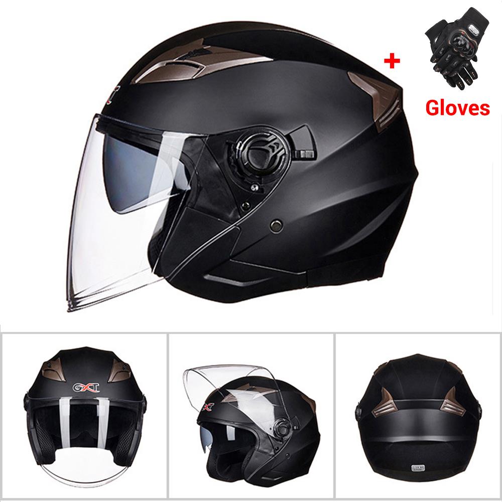 Moto Half Face Double Lens Helmet - Blue Force Sports
