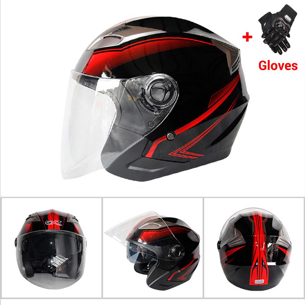 Moto Half Face Double Lens Helmet - Blue Force Sports