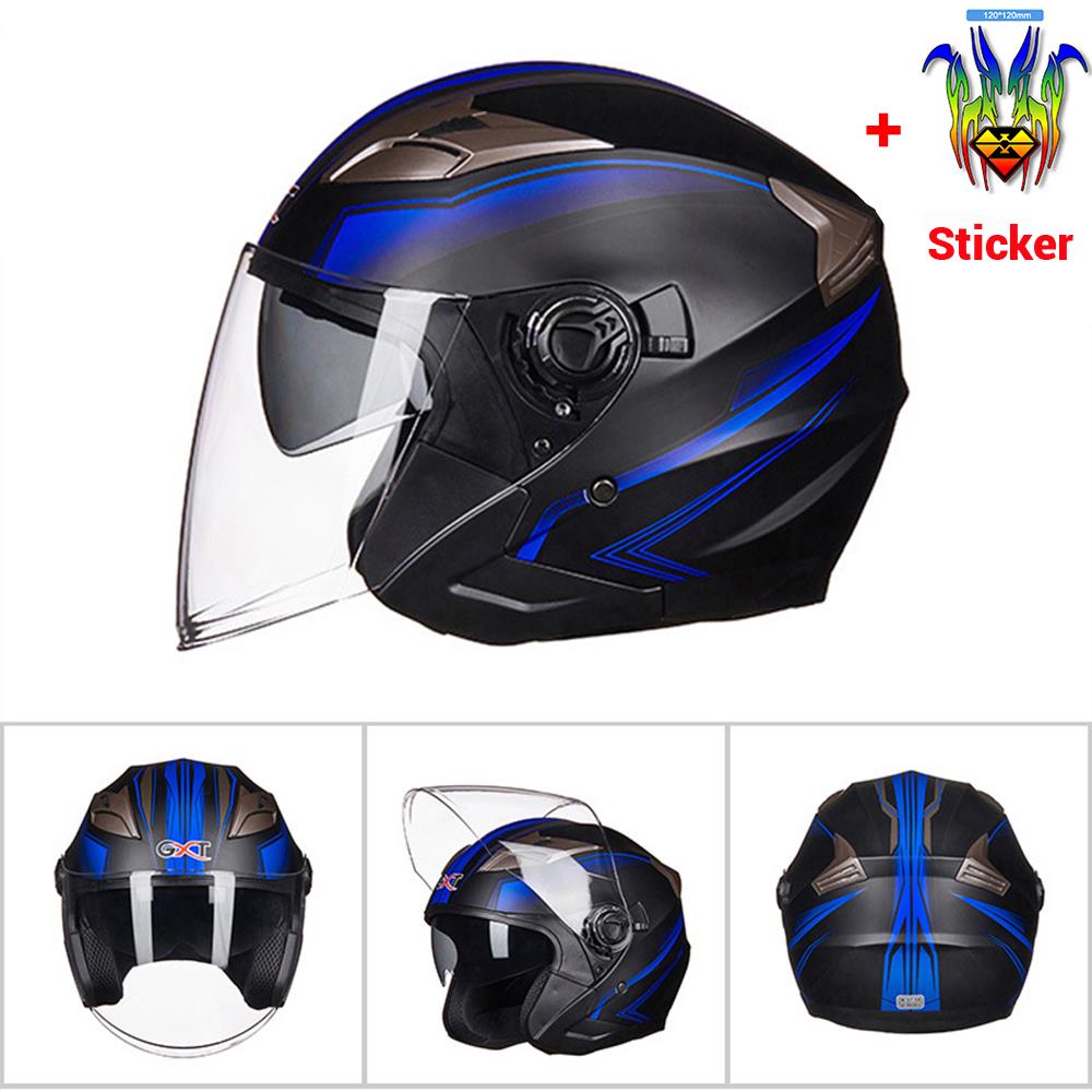 Moto Half Face Double Lens Helmet - Blue Force Sports